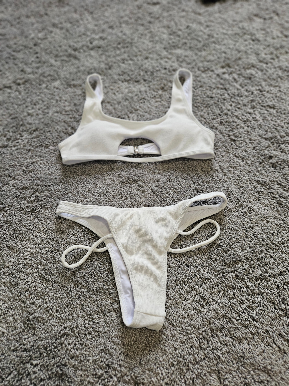 White Textured Two-Piece Bikini Set